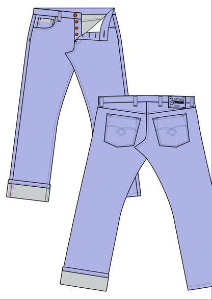 Raw denim jeans Western cut standaard maten