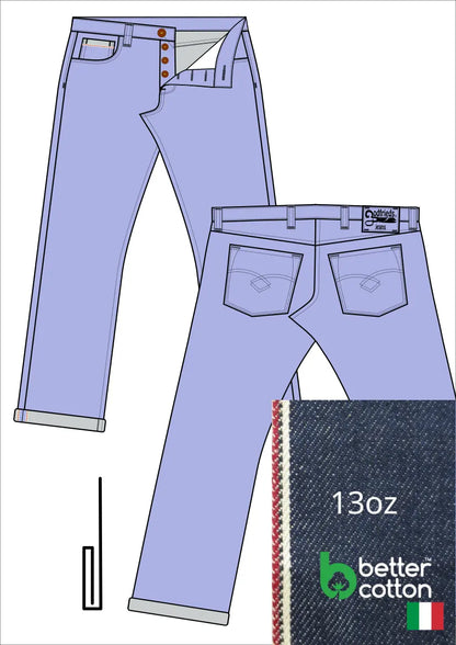 afbeelding western jeans 5010  met stofafbeelding en omslag voorbeeld aan de zoom