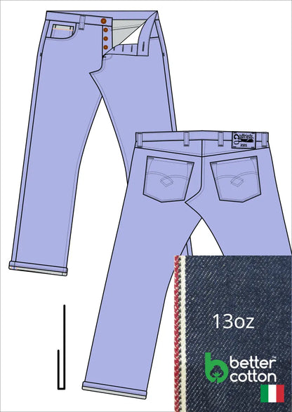 afbeelding western jeans 5010  met stofafbeelding en omslag voorbeeld aan de zoom
