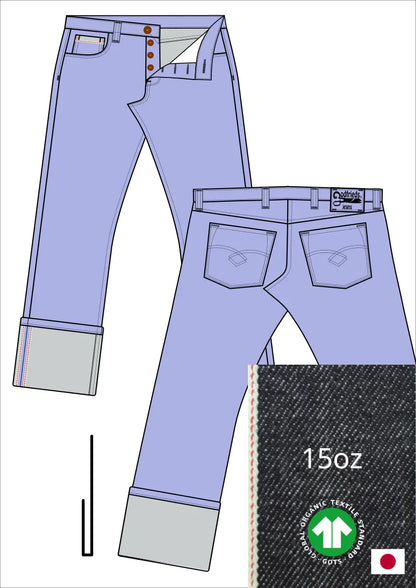 afbeelding western jeans 5010  met stofafbeelding en omslag voorbeeld aan de zoom