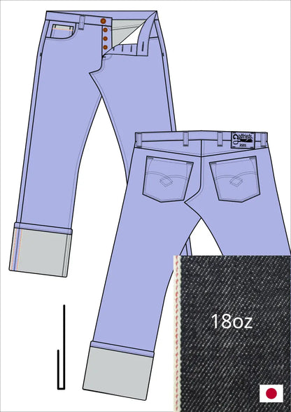 afbeelding western jeans 5010  met stofafbeelding en omslag voorbeeld aan de zoom
