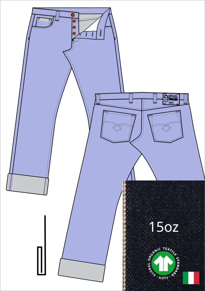 afbeelding western jeans 5010  met stofafbeelding en omslag voorbeeld aan de zoom