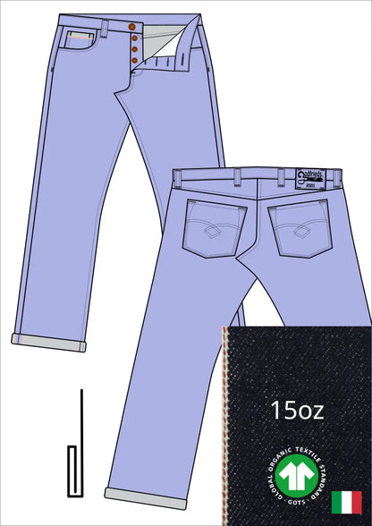 afbeelding western jeans 5010  met stofafbeelding en omslag voorbeeld aan de zoom