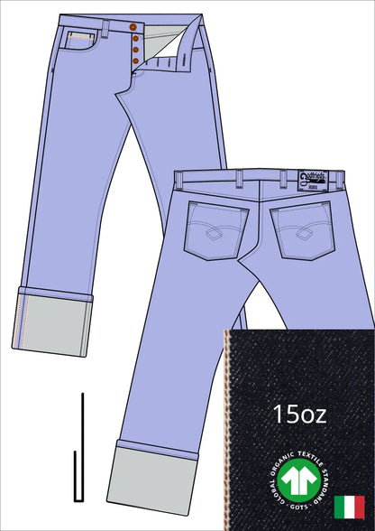 afbeelding western jeans 5010  met stofafbeelding en omslag voorbeeld aan de zoom