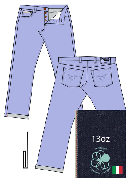 afbeelding western jeans 5010  met stofafbeelding en omslag voorbeeld aan de zoom