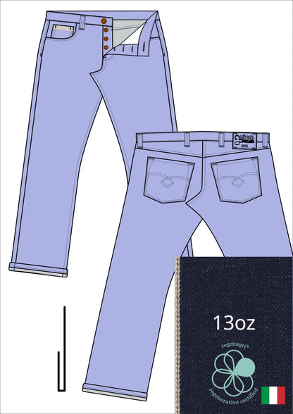 afbeelding western jeans 5010  met stofafbeelding en omslag voorbeeld aan de zoom