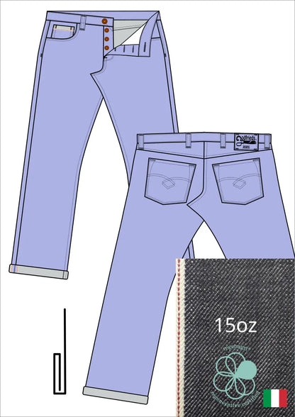 afbeelding western jeans 5010  met stofafbeelding en omslag voorbeeld aan de zoom