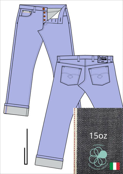 afbeelding western jeans 5010  met stofafbeelding en omslag voorbeeld aan de zoom