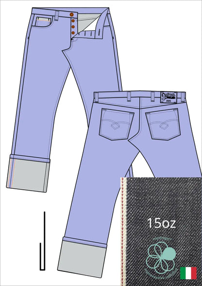 afbeelding western jeans 5010  met stofafbeelding en omslag voorbeeld aan de zoom