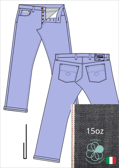 afbeelding western jeans 5010  met stofafbeelding en omslag voorbeeld aan de zoom