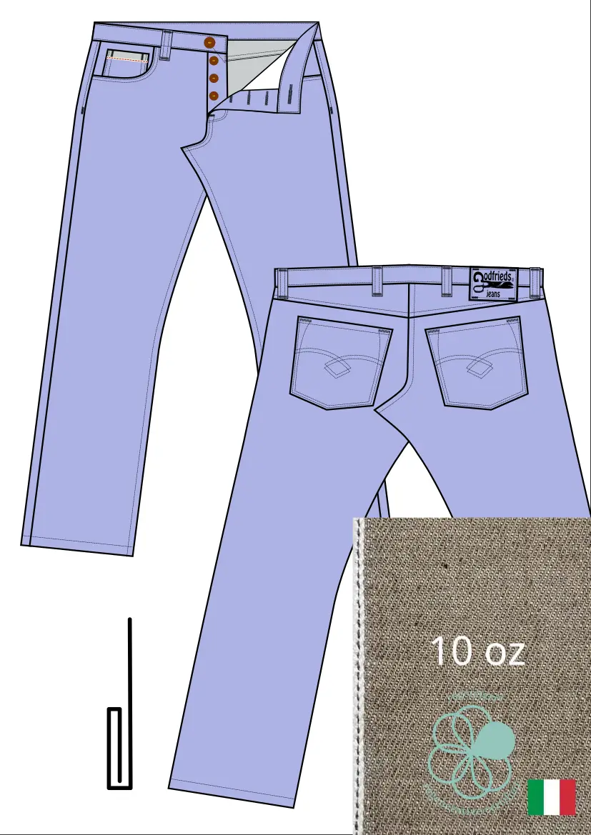 afbeelding western jeans 5010  met stofafbeelding en omslag voorbeeld aan de zoom