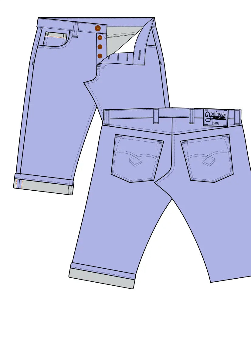 Raw denim jeans bermuda shorts op maat