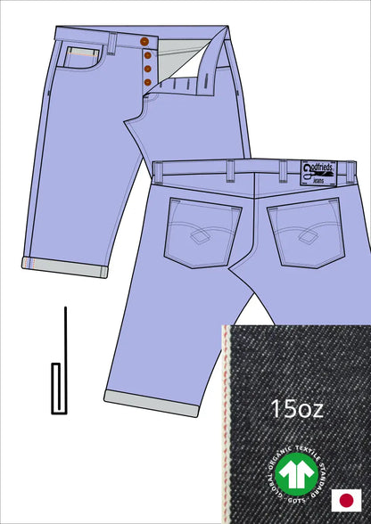 Tekening western bermuda 5012  met denim voorstelling en omslag aan de pijpzoom