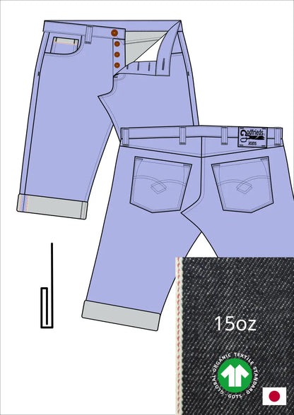 Tekening western bermuda 5012  met denim voorstelling en omslag aan de pijpzoom