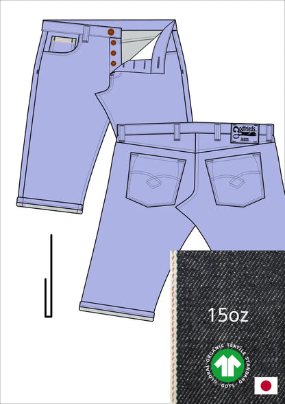 Tekening western bermuda 5012  met denim voorstelling en omslag aan de pijpzoom