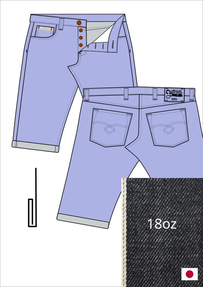 Tekening western bermuda 5012  met denim voorstelling en omslag aan de pijpzoom