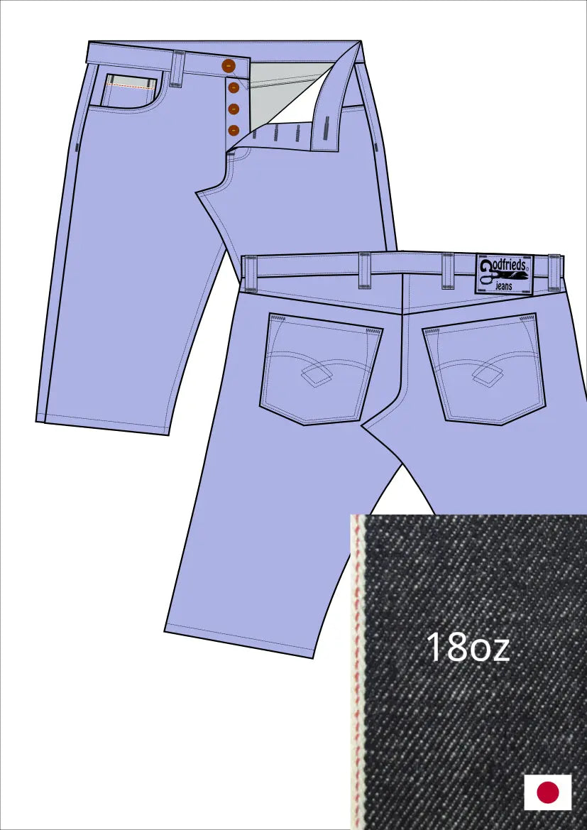Tekening western bermuda 5012  met denim voorstelling en omslag aan de pijpzoom