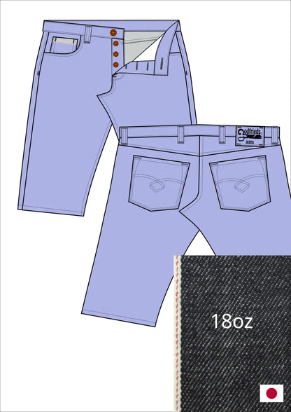 Tekening western bermuda 5012  met denim voorstelling en omslag aan de pijpzoom