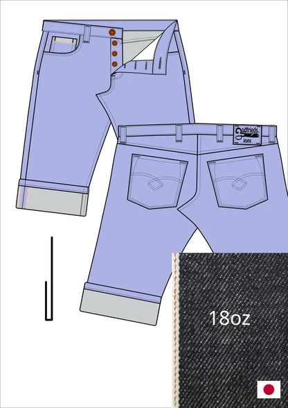 Tekening western bermuda 5012  met denim voorstelling en omslag aan de pijpzoom