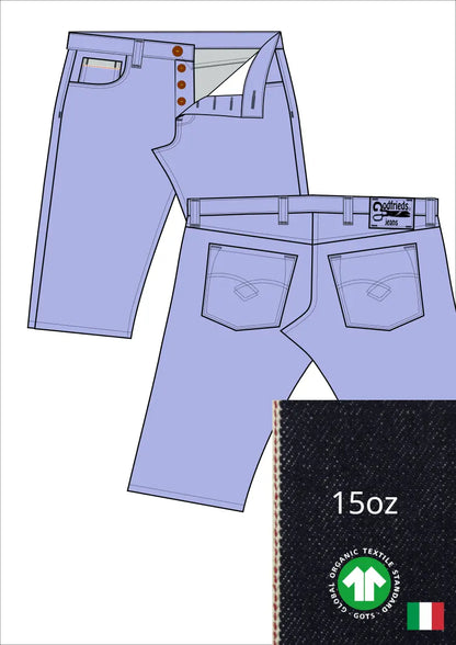 Tekening western bermuda 5012  met denim voorstelling en omslag aan de pijpzoom