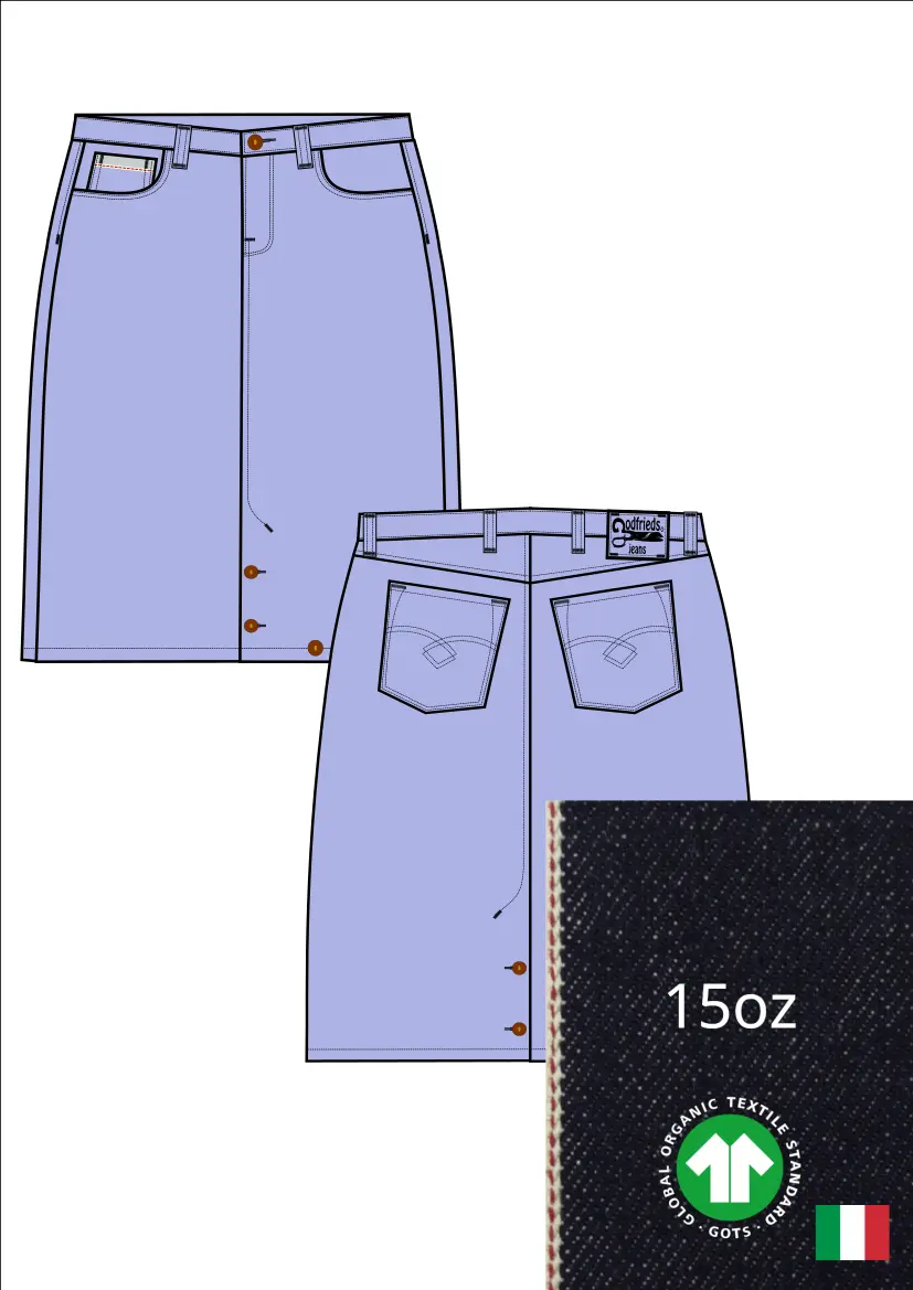 Tekening van Rok 5015  met denim voorstelling erbij 