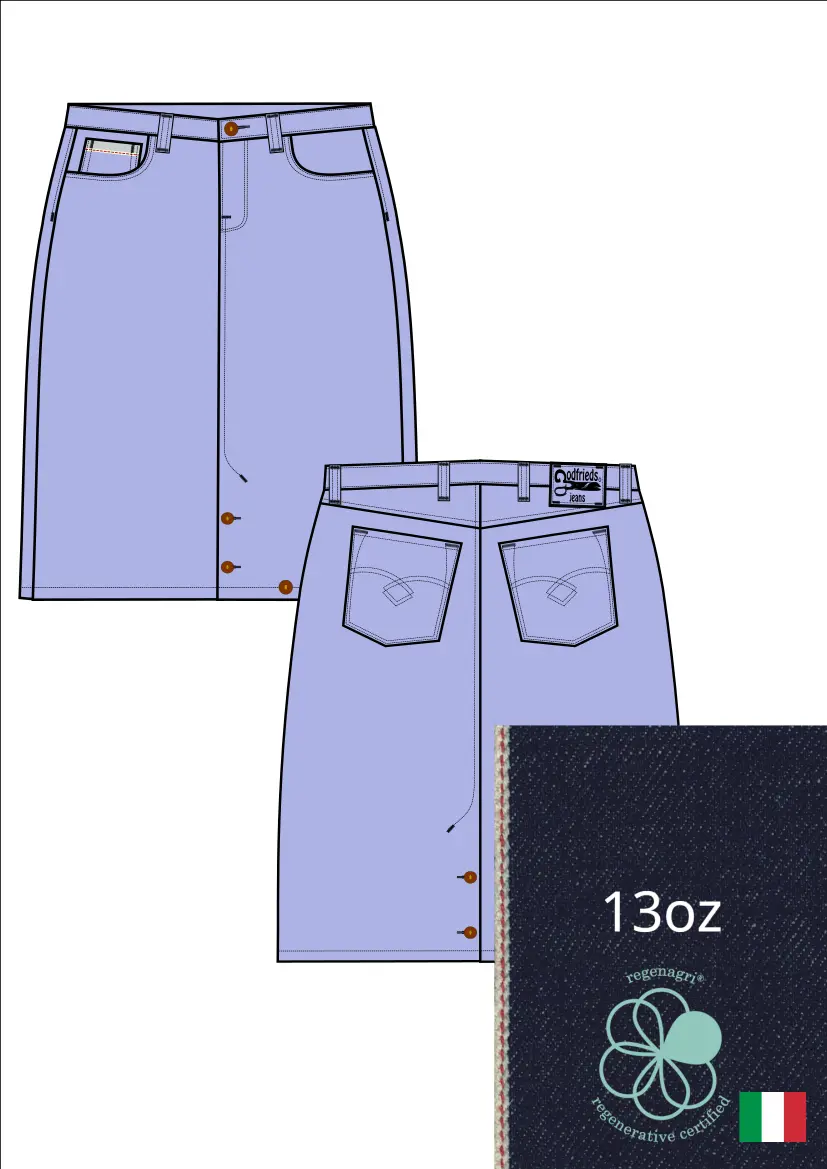 Tekening van Rok 5015  met denim voorstelling erbij 