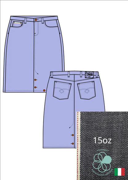 Tekening van Rok 5015  met denim voorstelling erbij 